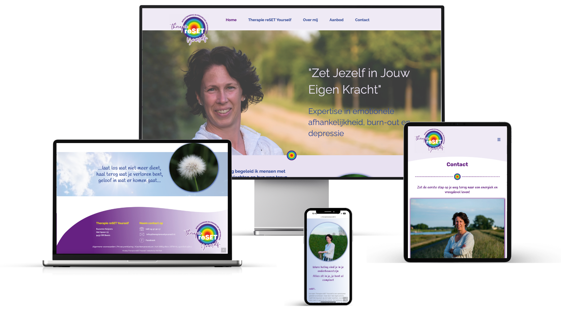 Portfolio voorbeeld website Therapie ReSET yourself